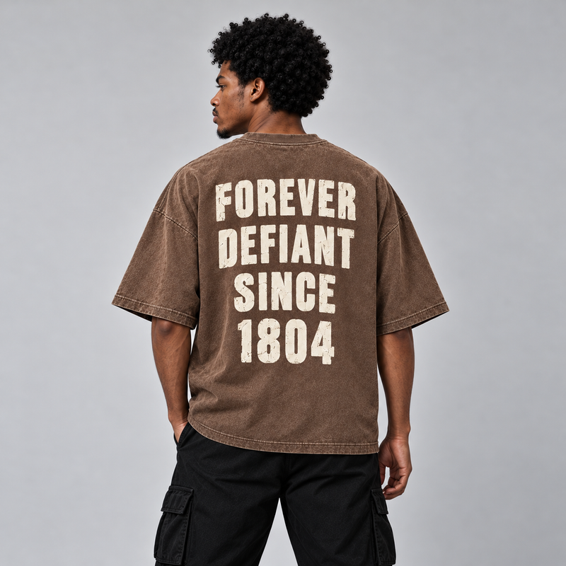 Nèg Mawon Forever Defiant Oversized Washed Tee – Coffee