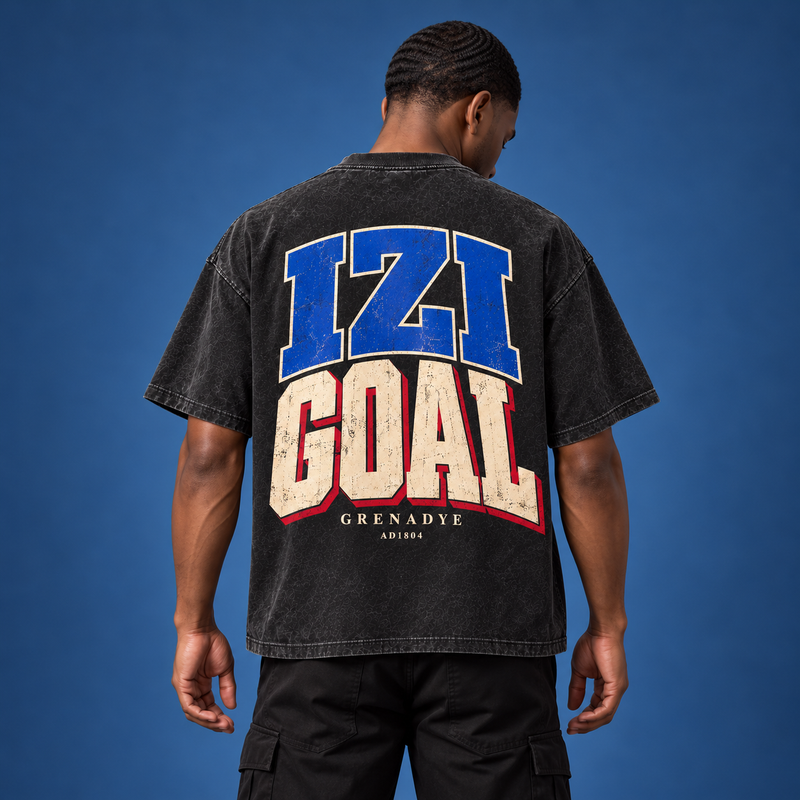 IZIGOAL Grenadye Oversized Washed Black Tee