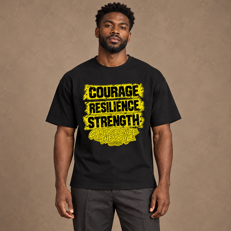 Can’t Colonize the Soul Tee – Black & Yellow