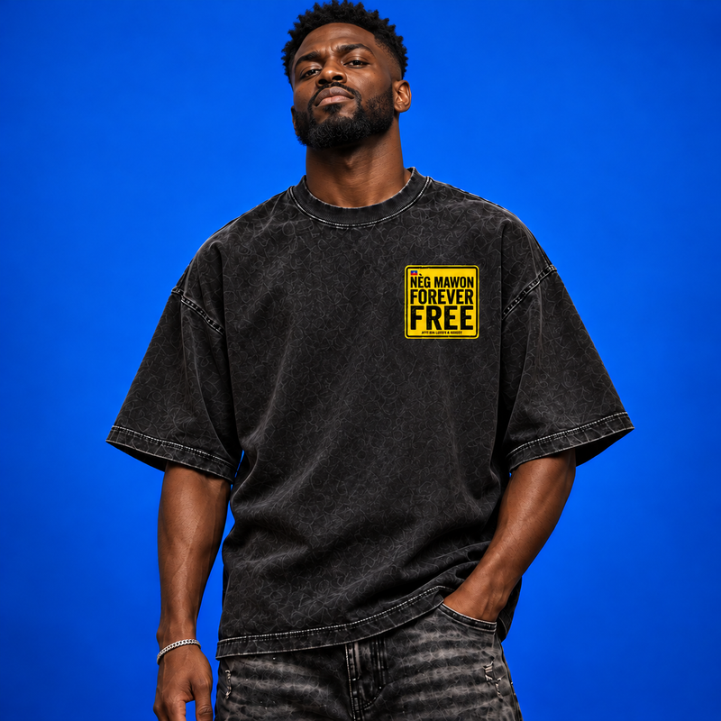 Nèg Mawon Forever Free Oversized Washed Black Tee