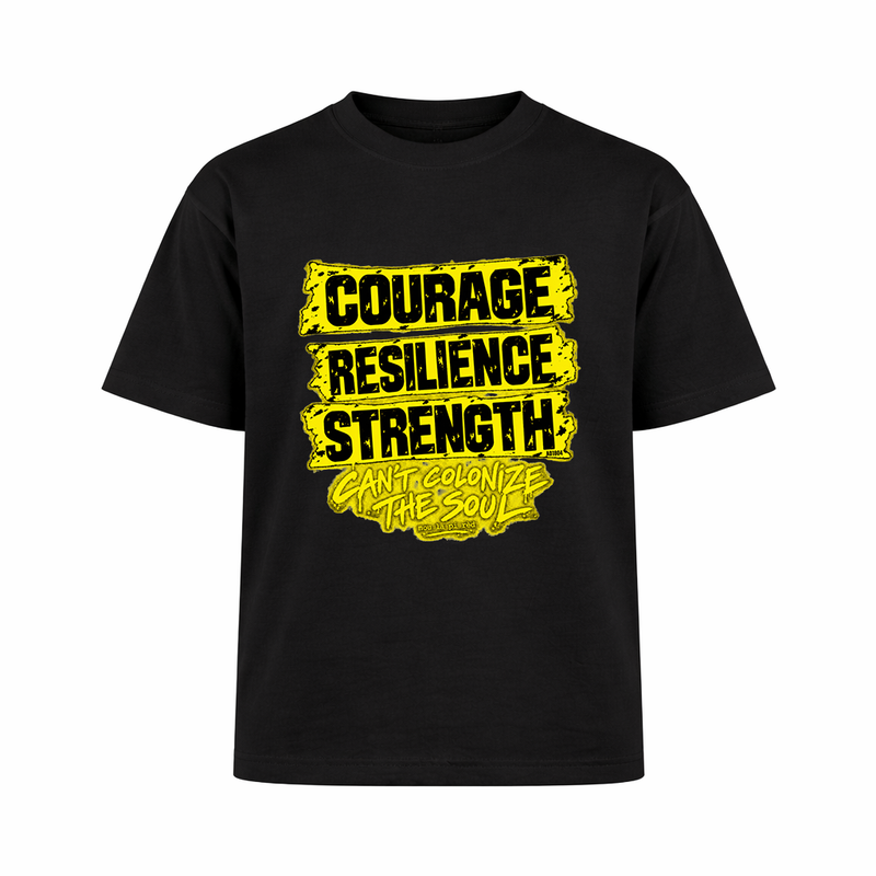 Can’t Colonize the Soul Tee – Black & Yellow