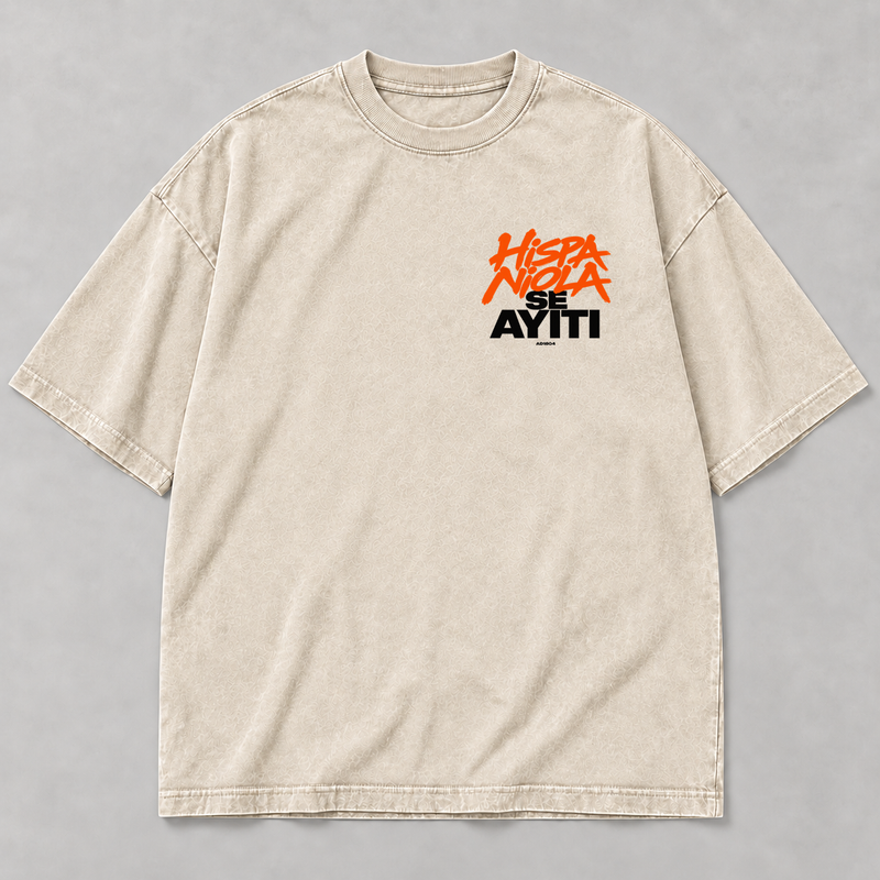 Hispaniola Se Ayiti Oversized Washed Cream Tee
