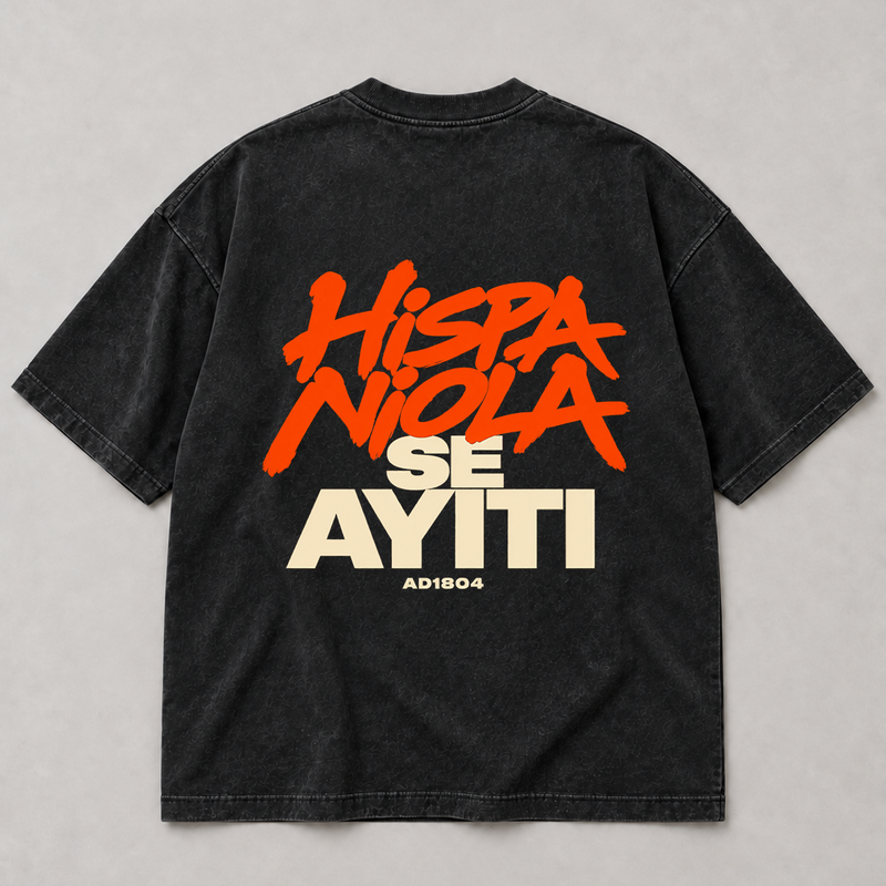 Hispaniola Se Ayiti Oversized Washed Black Tee