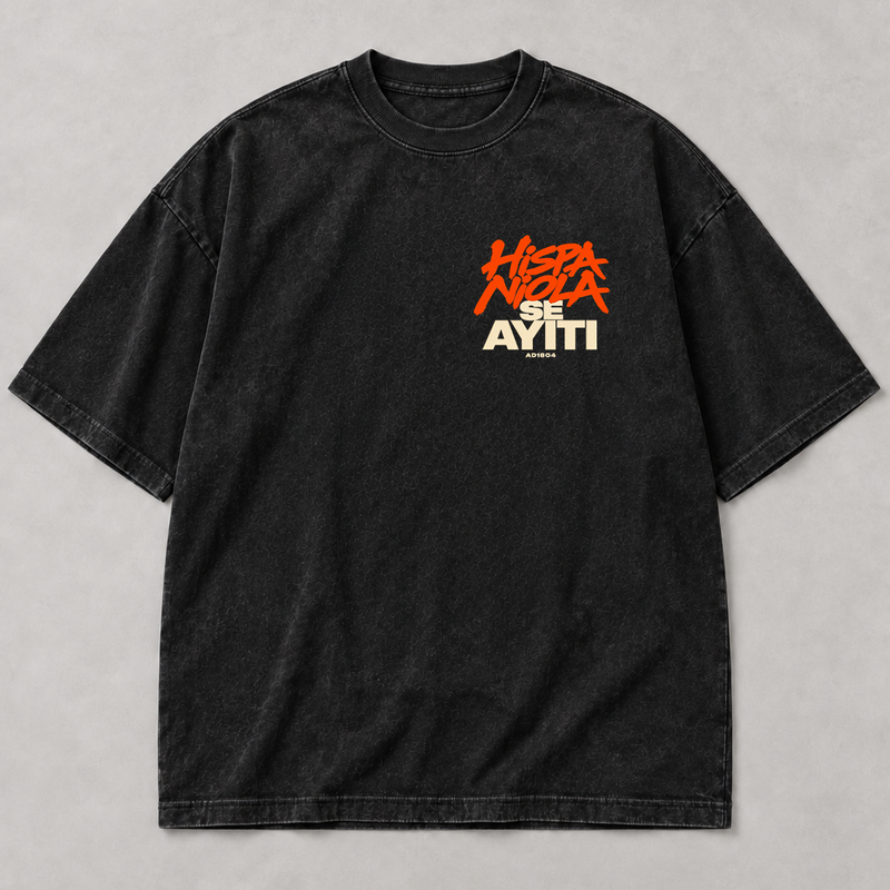 Hispaniola Se Ayiti Oversized Washed Black Tee