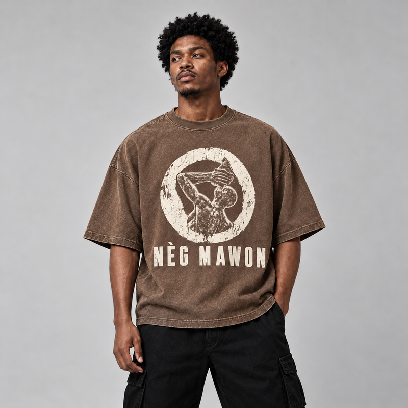 Nèg Mawon Forever Defiant Oversized Washed Tee – Coffee