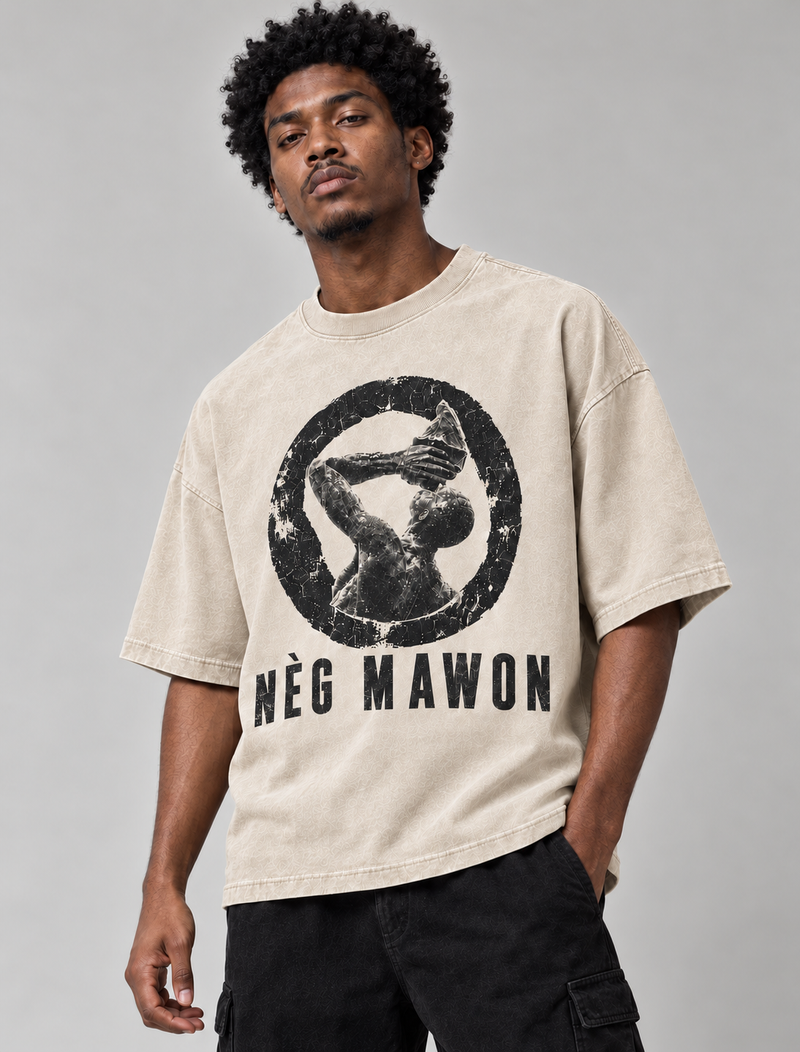 Nèg Mawon Forever Defiant Oversized Washed Cream Tee