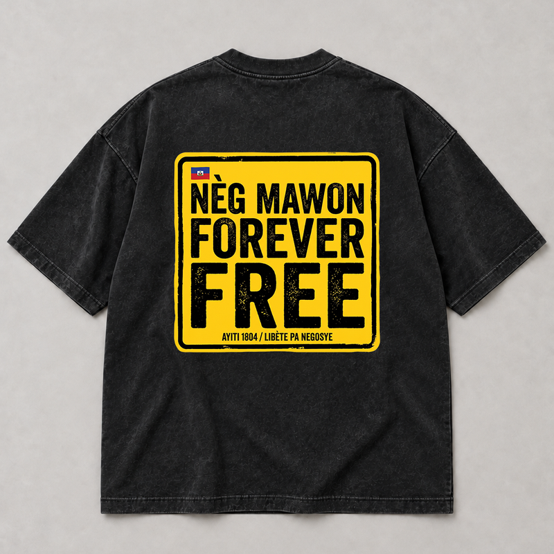 Nèg Mawon Forever Free Oversized Washed Black Tee