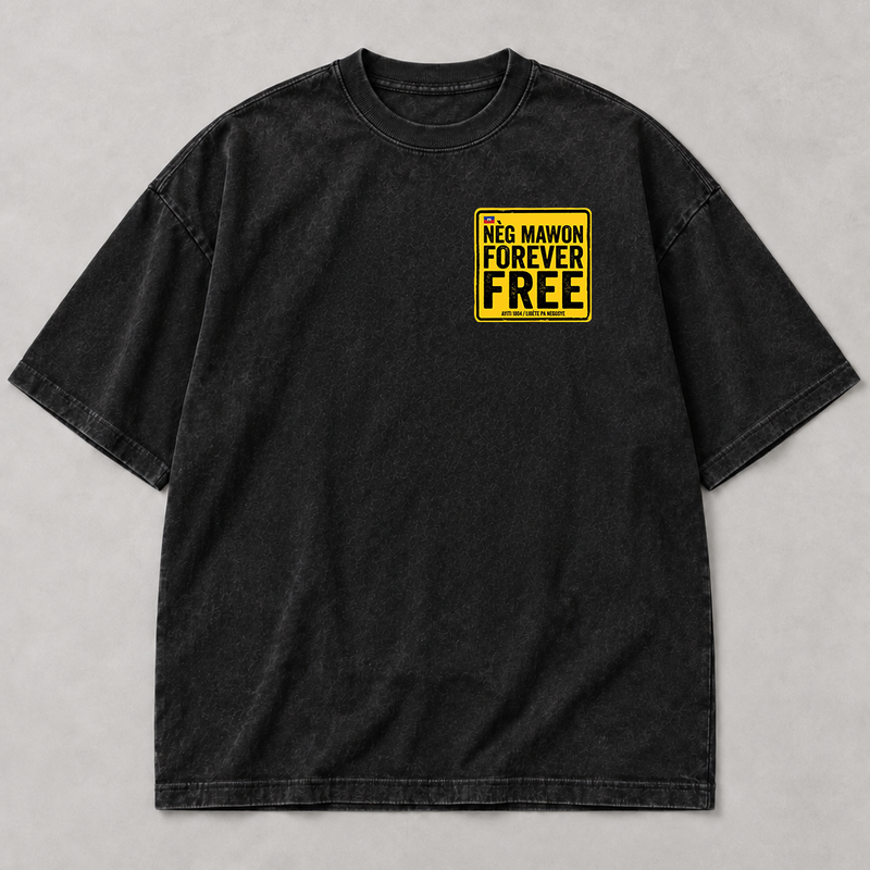 Nèg Mawon Forever Free Oversized Washed Black Tee