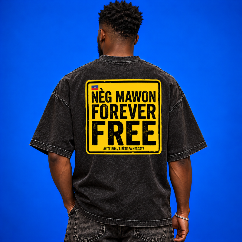 Nèg Mawon Forever Free Oversized Washed Black Tee