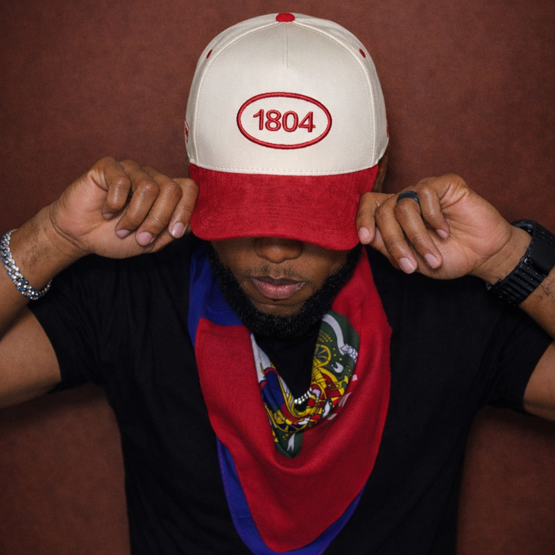 1804 Heritage Snapback – Light Beige Crown & Red Suede Brim