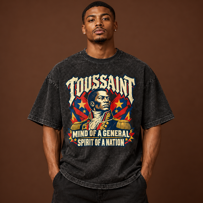 Toussaint “Spirit of a Nation” Oversized Washed Black Tee