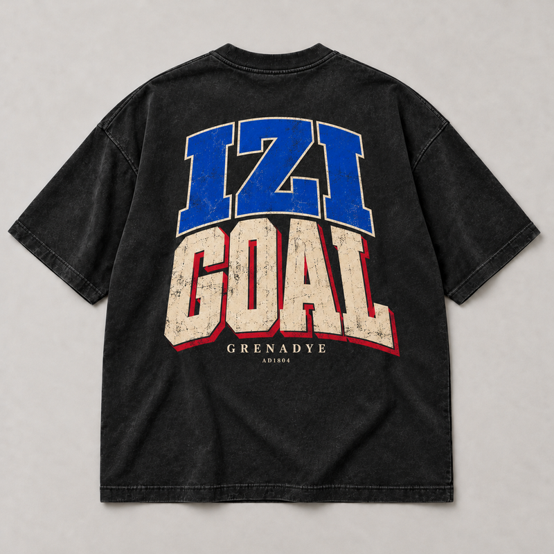 IZIGOAL Grenadye Oversized Washed Black Tee