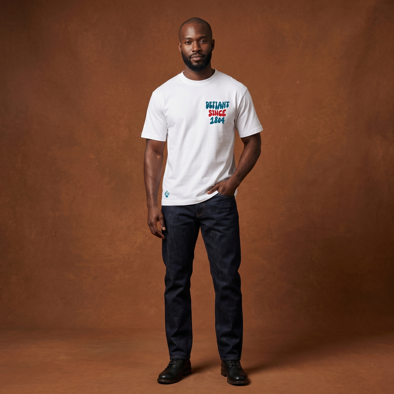 Defiant Since 1804 Tee — Unshaken Spirit - White