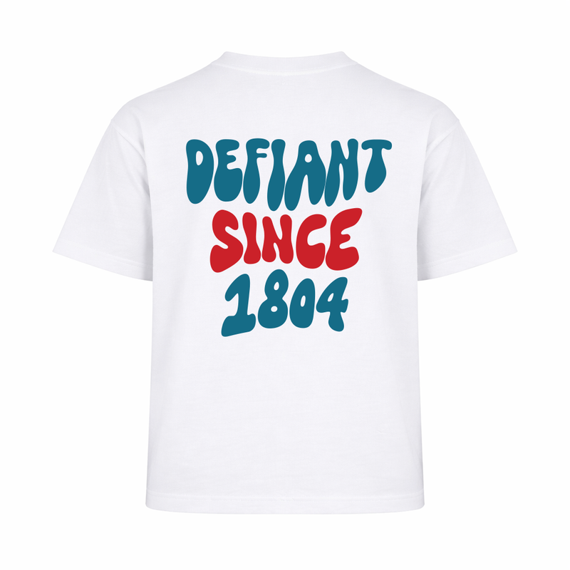 Defiant Since 1804 Tee — Unshaken Spirit - White