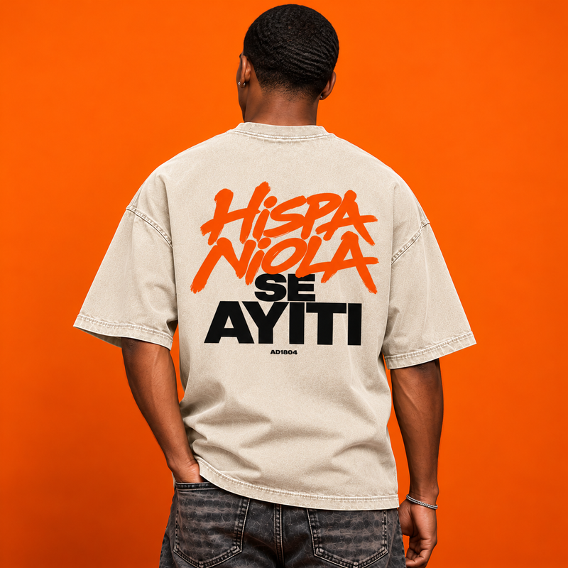 Hispaniola Se Ayiti Oversized Washed Cream Tee